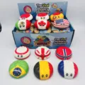 Vista detallada de la caja de presentación de juguetes squishy de empanadillas con banderas. - 1 Pieza/Paquete / Copa del Mundo 4 - Rebote Lento PU + Cesta Vaporera