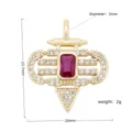 18k gold plated copper pendant with red stone and sparkling cubic zirconia crystals. - Vintage Red Center Stone Pendant (#8)