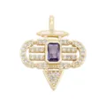 Gold-plated micro-pave cubic zirconia pendant with central purple stone detail for DIY jewelry making - Rectangular Purple Main Stone Pendant (#11)