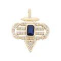 18K gold plated copper micro-paved cubic zirconia pendant with blue rectangular stone detail - Rectangular Blue Main Stone Pendant (#9)