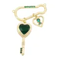 Gold plated green zirconia key safety pin pendant DIY jewelry variant accessories style one. - Safety Pin Green Heart Key Pendant (#2) / Gold