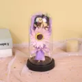 Glass dome preserved rose flower gift with LED light romantic Valentine present decor ornament - Purple Sunflower