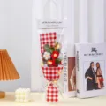Handmade knitted flower bouquet in clear gift bag, romantic valentine gift for her. - With LED Light / Red
