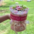 Handmade crochet flower gift box romantic desktop ornament for lovers gift day party item - Xiao Xiang Style 11-Flower Soap Pink Sunflower