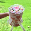 Handmade crochet rose flower bouquet gift box romantic Valentine present for loved ones - LOVE Xiao Xiang Style 11-Flower Crochet Pink Rose