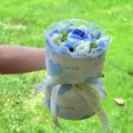 Handmade crochet rose flower bouquet gift box for Valentine's day, romantic partner present. - LOVE Xiao Xiang Style 11-Flower Crochet Blue Rose
