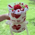 Handmade crochet rose flower bouquet in a heart gift box, romantic gift for Valentine's day. - LOVE Xiao Xiang Style 11-Flower Crochet Red Rose