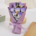 Purple soap rose bouquet eternal flower gift box valentine day present home decor product - Babys Breath and 7 Roses Gift Box / Height approx 18cm / Lilac Purple