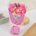 Valentine soap rose bouquet gift with baby's breath pink wrapping for romantic occasions - Babys Breath and 7 Roses Gift Box / Height approx 18cm / Princess Pink