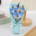 Blue soap rose bouquet with dried baby breath, romantic gift for Valentine Day and anniversary. - Babys Breath and 7 Roses Gift Box / Height approx 18cm / Ice Blue