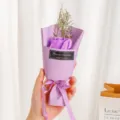 Mini purple soap rose flower bouquet with dried fillers for romantic Valentine gift - Medium Purple