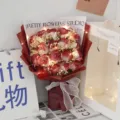 Soap rose bouquet with fairy lights valentine gift artificial flower romantic present decoration - 19 Roses Passion Red With Light Gift Bag