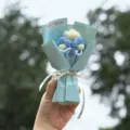 Mini handmade knitted crochet flower bouquet cute gift for festival celebration and party. - Blue
