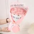 Ramo de rosas de jabon rosa regalo para San Valentin cumpleanos sorpresa romantica - Ramo de 19 Rosas / Con Luces y Bolsa Ventana / Rosa Niña