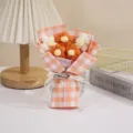 Handmade knitted puff flower bouquet for Valentine day gift and lovely home decor - Orange