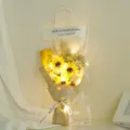 Sunflower dried flower bouquet gift bag with LED lights romantic gift for Valentine's Day. - European Style Sunflower and Gypsophila with LED and Gift Bag