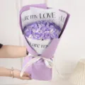 Ramo de rosas de jabón moradas artificiales regalo para san valentín cumpleaños - Ramo de 19 Rosas / Con Luces y Bolsa Ventana / Lila