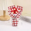 Handmade knitted puff flower bouquet cute crochet floral gift for romantic party decor - Red