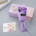 Purple soap rose flower bouquet gift box for Valentine's Day romantic gift packaging set. - Handheld 3 Roses Medium Purple