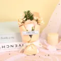 Exquisite mini soap rose and gypsophila bouquet, perfect romantic gift for Valentine's Day. - Cappuccino