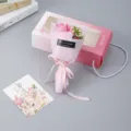 Pink rose soap flower bouquet gift box Valentine's Day present for girlfriend wife - Handheld 3 Roses Pink