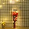 Transparent gift bag rose soap flower bouquet with led lights romantic valentines day gift - Medium 3 Roses [Red] with Light Gift Bag