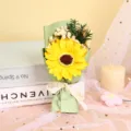 Mini artificial sunflower bouquet gift, lovely floral arrangement for home decor and party. - Sun Flower