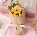 Mini bouquet di rose di sapone e girasole scatola regalo per san valentino decoro - Girasole e 3 Rose Scatola Regalo / Altezza circa 18cm / Champagne