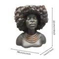 Resin head planter pot, creative afro woman bust vase for indoor plants home decor 16x14x22cm - Black Head Planter / 1 Piece/Pack / Black