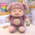 Cute purple pig plush toy doll, soft stuffed animal pillow, wonderful gift for girls kids. - Purple / 45 cm