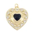 Gold plated heart pendant with blue rhinestone and clear cubic zirconia for DIY jewelry making. - Large Heart Micro-Inlaid Blue Zirconia Pendant (#5)