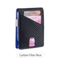 Carbon fiber minimalist wallet men ultra thin bi-fold card holder with metal clip - Carbon Fiber Blue