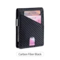 Carbon fiber men wallet minimalist slim card holder bifold with money clip and RFID blocking. - Carbon Fiber Black