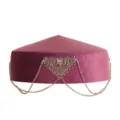 Cappello in velluto etnico kazako tradizionale con catene in metallo argentato retrò. - Circonferenza Cappello 54cm / Viola