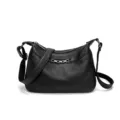 Sac à bandoulière noir en cuir avec texture grainée, sac quotidien élégant pour femmes. - Noir