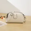 Sac à bandoulière femme unicolore minimaliste, double compartiment sac élégant. - Blanc Cassé