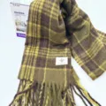 Sciarpa invernale in mohair marrone a quadri con frange, morbido scaldacollo caldo da donna. - Verde Militare