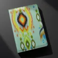 Cuaderno verde menta de estilo étnico con patrón ikat colorido, diario de diseño creativo. - Cuaderno Étnico 5