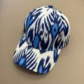 Ethnic style printed baseball cap with traditional blue and white pattern, detailed view. - Adjustable / Pattern 6