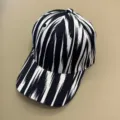 Black white ikat printed baseball cap detail view ethnic style hat breathable daily wear - Adjustable / Pattern 7