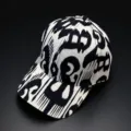 Chic cappello da baseball con stampa ikat nero e bianco, cappello da sole etnico chic. - Stile 3
