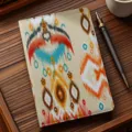 Xinjiang ethnic style printed fabric notebook, traditional Ikat pattern diary for souvenir gift. - Style 7 / 21*14cm