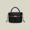 Femme sac bandoulière noir matelassé chaîne élégant sac à main minimaliste vanity case - Noir