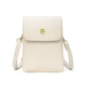Petit Sac Bandouliere Femme pour Telephone en Cuir PU Beige Unie Mode Tendance Chic - Blanc