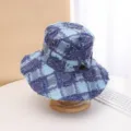 Cappello da pescatore in denim tesa larga per uomo e donna, protezione solare estiva all'aperto. - Quadri blu