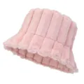 Caldo cappello da pescatore in pelliccia sintetica rosa, morbido berretto invernale donna. - Taglia unica / Rosa