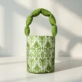 Ethnic style Adles pattern bucket handbag with green puffy handle, unique cultural gift choice. - Atlas Bucket Bag 4