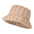 Women Winter Plush Bucket Hat Warm Fashionalbe Thickened Solid Color Casual Cap Wholesale - One Size / Khaki