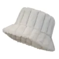 Cappello da pescatore in pelliccia sintetica invernale, morbido e caldo a righe. - Taglia unica / Bianco