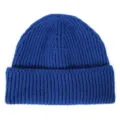 Berretto in maglia a costole blu unito, cappello invernale caldo con risvolto casual. - Taglia unica / Blu zaffiro